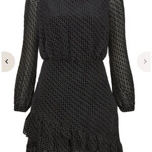 SALONI Textured Black Long Sleeve Dress